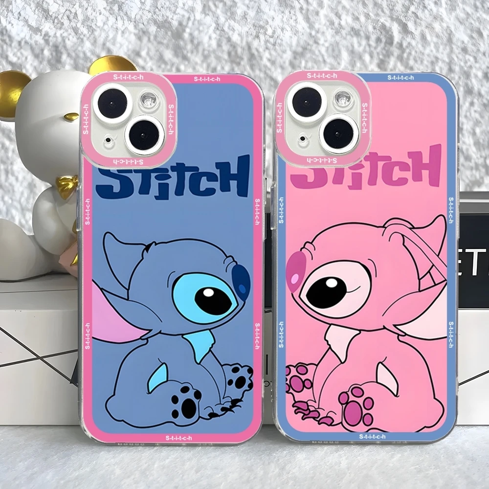 Stitch Cartoon phone Case For iPhone 15 14 13 12 11 Pro Max Mini XS X XR SE 7 8 Plus Soft Angel Eyes Cover