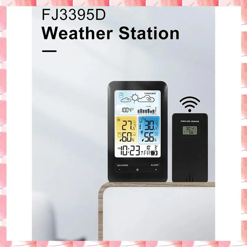 JAJA Wireless Digital Display Weather Station Thermometer, Temperature And Humidity Alarm Clock, Weather Forecast Sensor