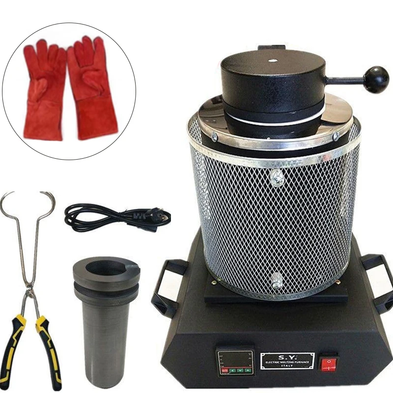 1/2/3KG Electric Melting Furnace Machine 1600W Graphite Crucible for Gold Silver Copper Aluminum Melting Jewelry Smelting Tool