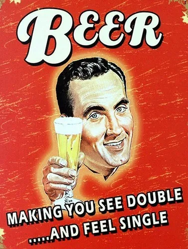 BEER MAKING YOU SEE DOUB Retro Metal Tin Sign Poster Plaque Garage Wall Decor A4