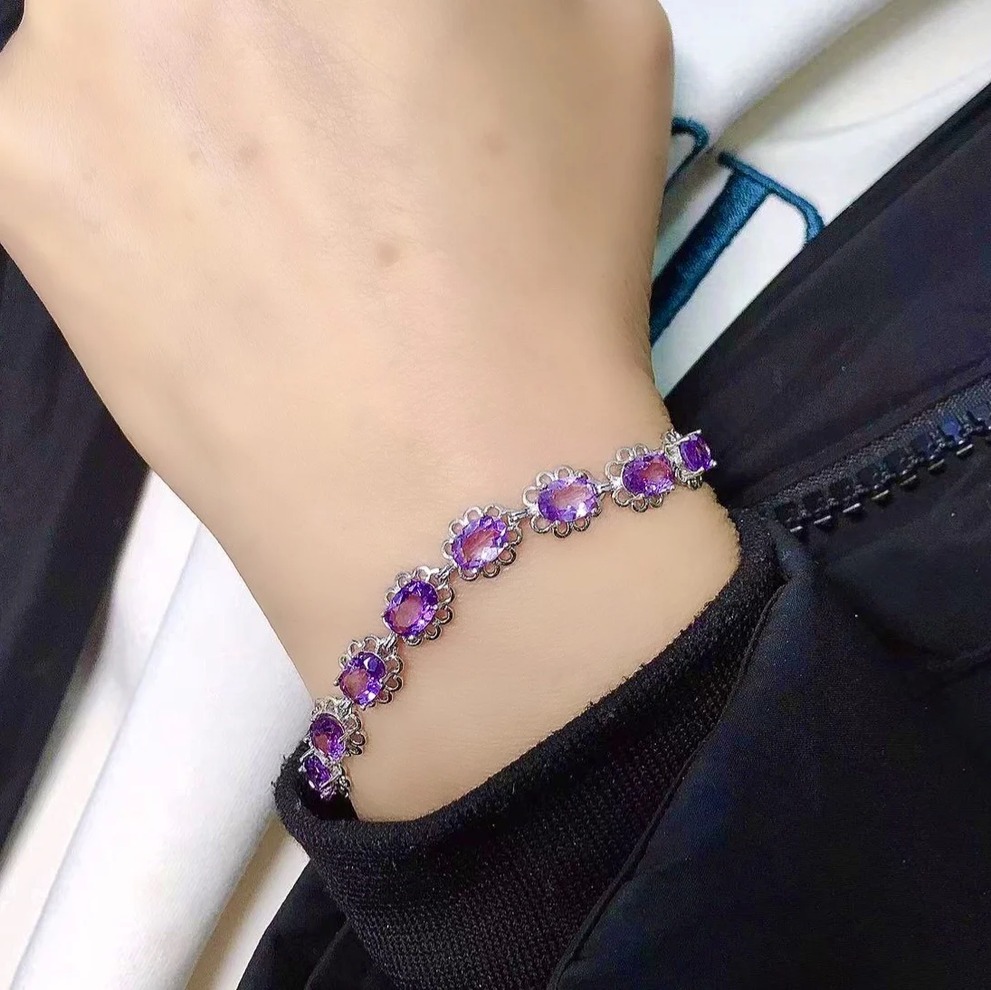 15-pieces-5mm-7mm-natural-amethyst-bracelet-for-party-solid-925-silver-amethyst-jewelry-fashion-crystal-silver-bracelet