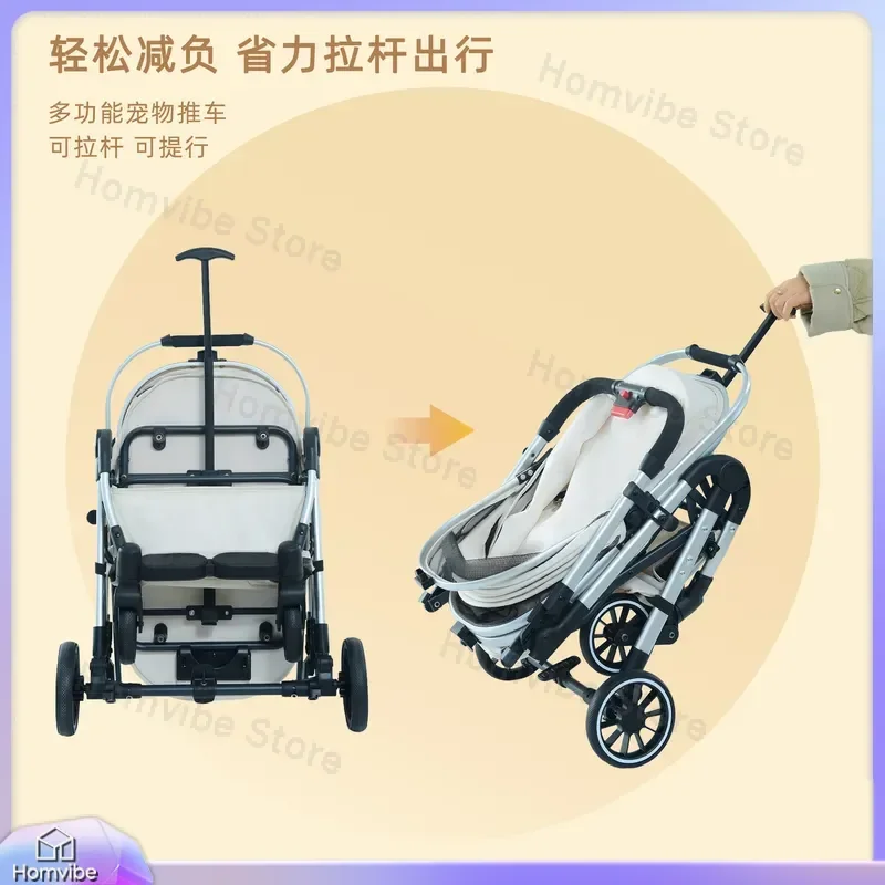 Lightweight Pet Stroller Foldable Dog Cat Carrier Trolley Portable Travel Cart for Small Medium Pets Outdoor Walking