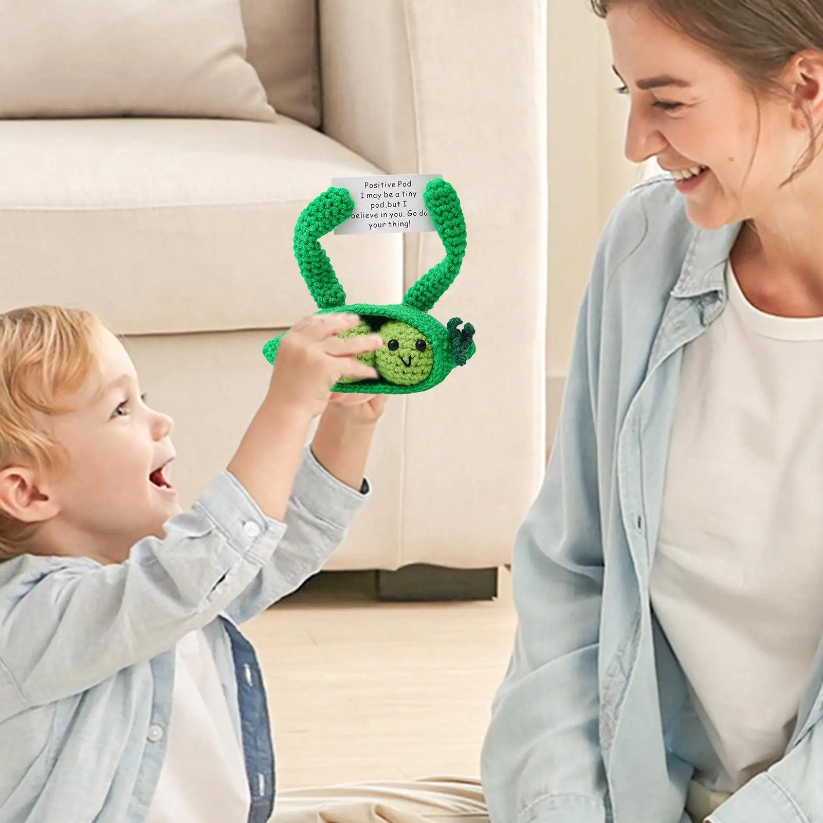 

Положительные вязаные крючком шерстяные украшения с картой в форме двойного гороха, вдохновляющая кукла для женщин, мужчин, девочек, мальчиков, друзей, студентов, коллеков