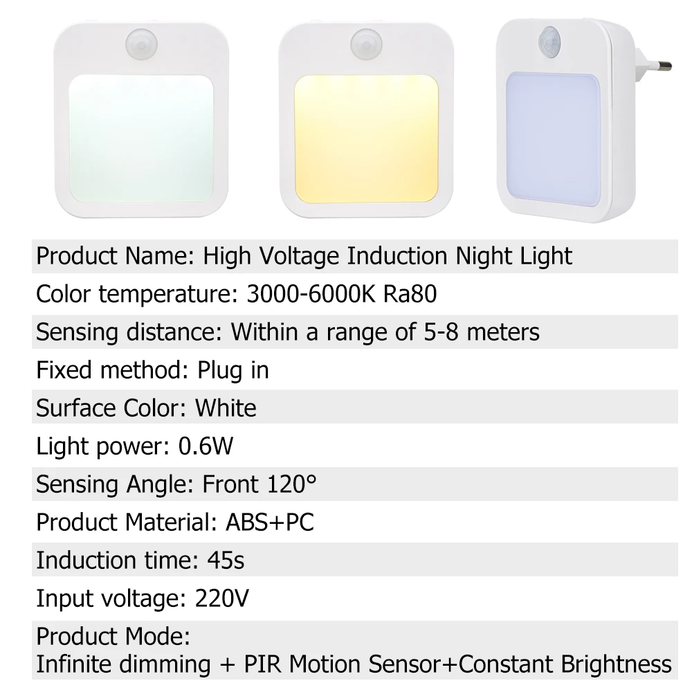 Pop Led Night Light Wireless Auto On/off US/EU Plug Motion Sensor Lamp 3000k 6000k Dimmable Bedside Sleep Bedroom Energy Saving