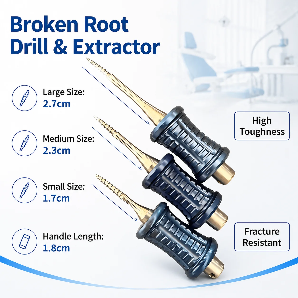 Dental Broken Root Drill & Extractor Set High Toughness Fracture Resistant Root Fragment Remover for Dental Clinic