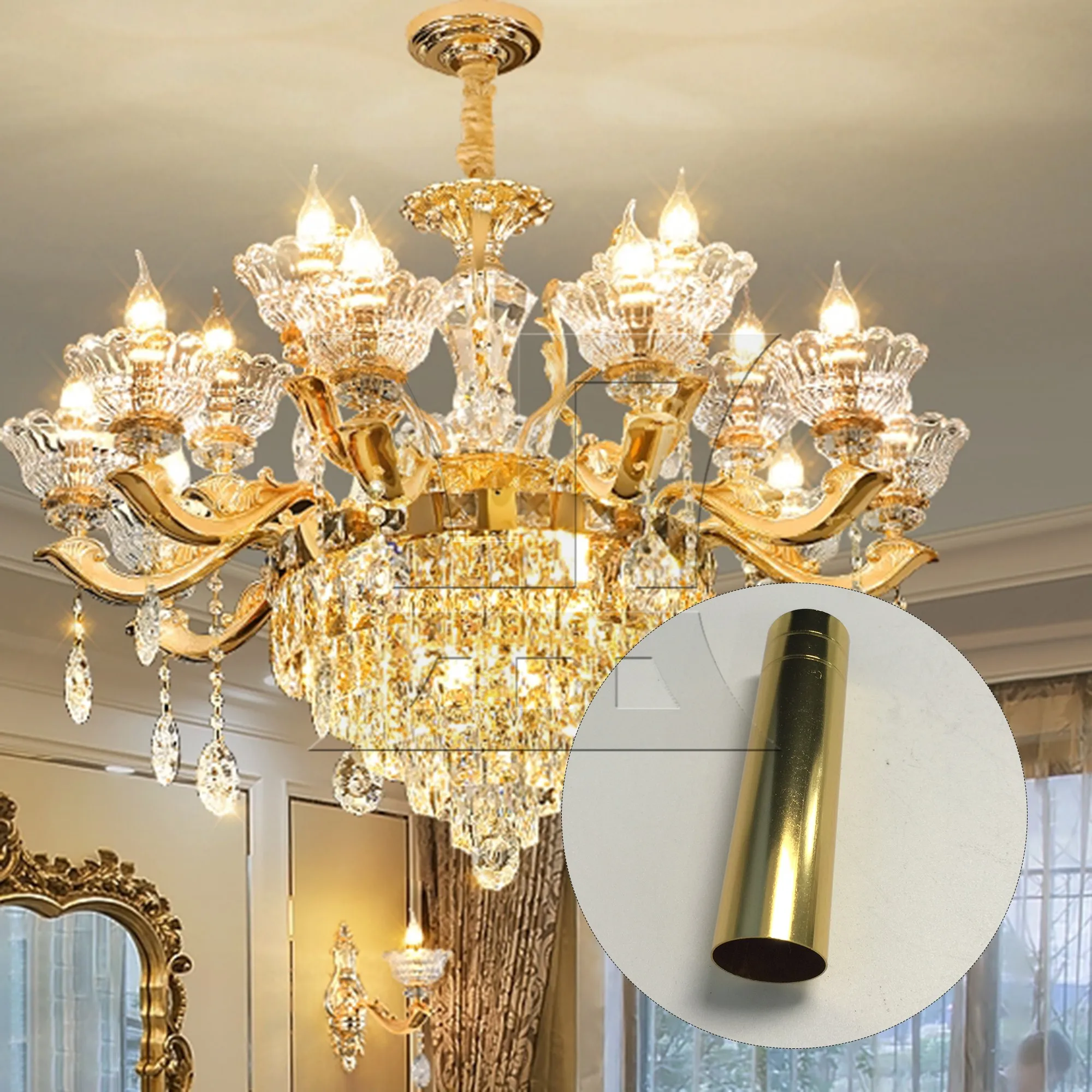 CNBTR 1 قطعة غلاف الثريا 25x100 مللي متر E14 الذهب للثريات الأوروبية ثريات غرفة المعيشة