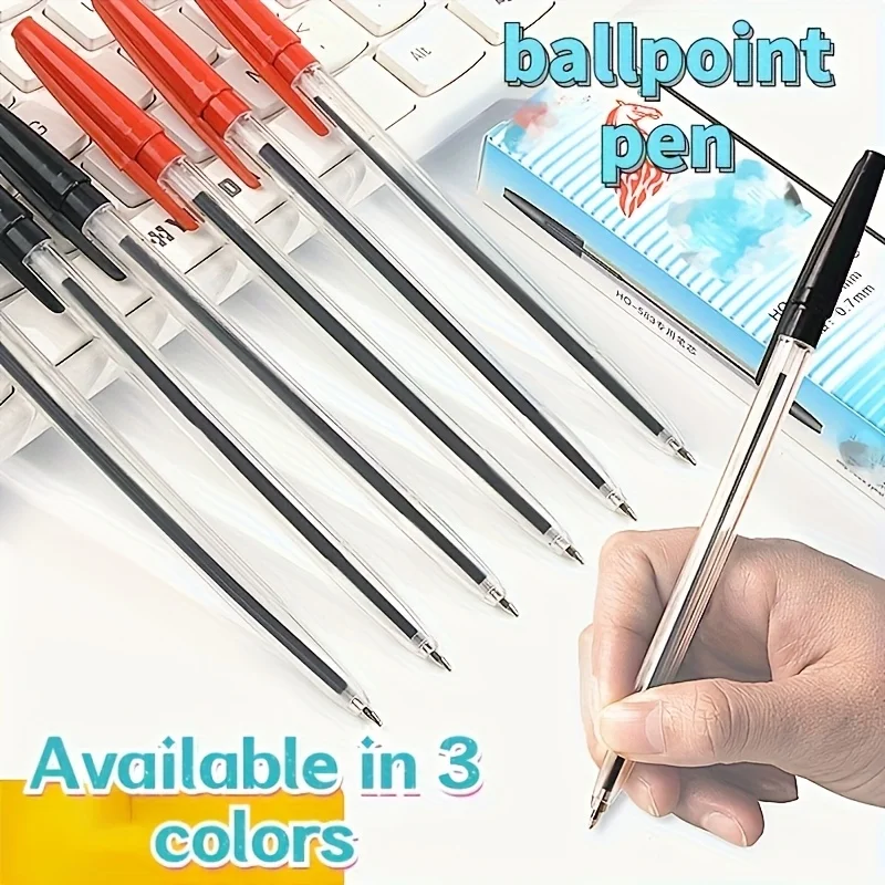 

10-Pack Quick-Dry Ballpoint Pens - Polypropylene Barrel,Removable Cap,Medium Tip, Smooth Writing,Ideal for Office and School Use