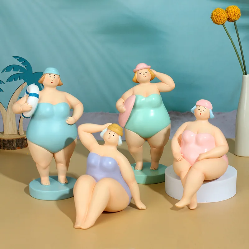 Fun New Beach Woman Ornament Seductive Fat Woman Creative Ornament Living Room Home Desktop Decoration Small Ornament