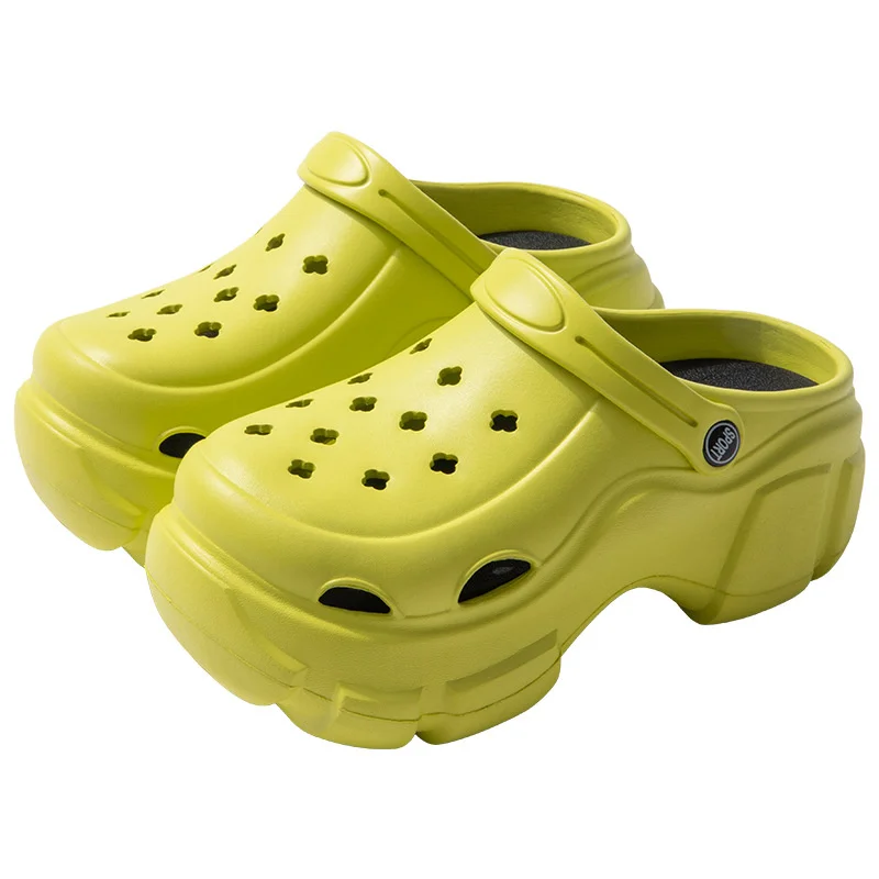 5cm Thick Sole Perforated Garden Shoes Women's Summer Sandals Ins Height Increases Outdoor Slippers Man Breathability Flip Flops