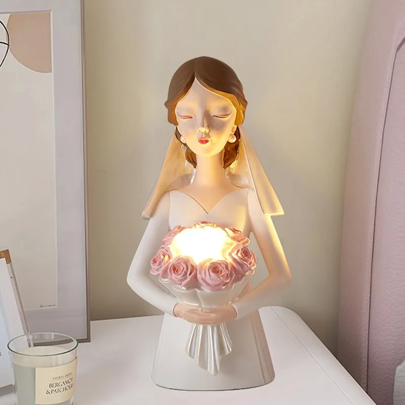 Lámpara de mesa de ramo de novia, luces Led de cabecera de dormitorio, Burbuja de soplado, adorno de regalo de cumpleaños, luz de plataforma decorativa para niña y niño