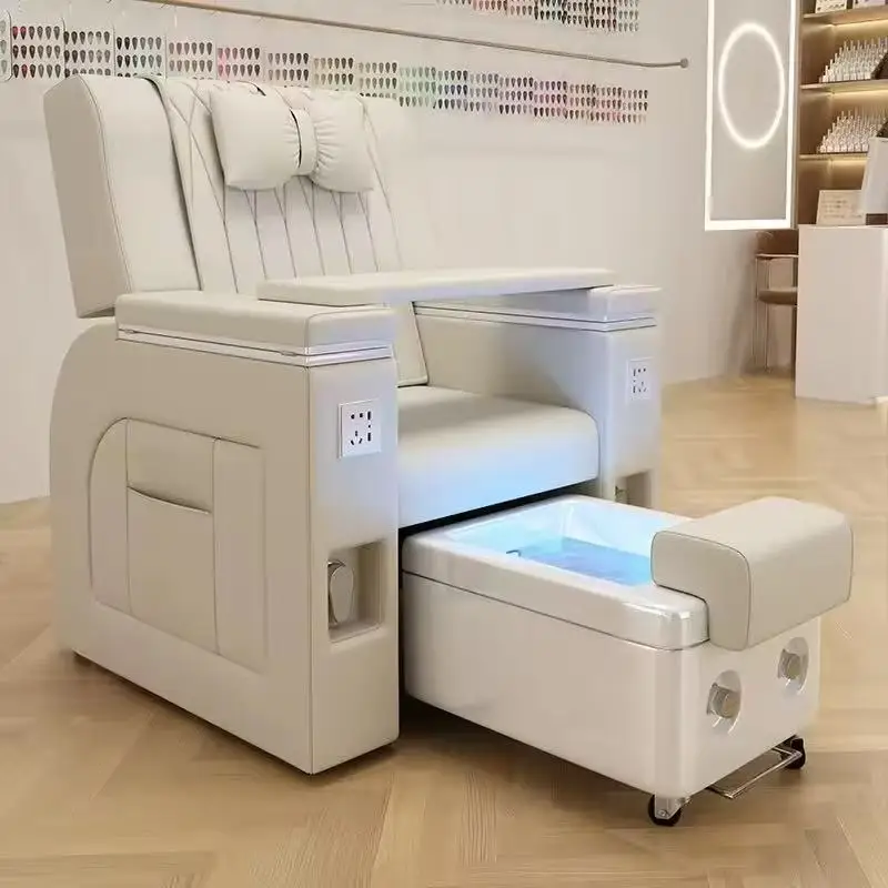 Heavy-duty commercial pedicure chair with detachable foot basin and electrical outlet,reclining pedicure chair with function