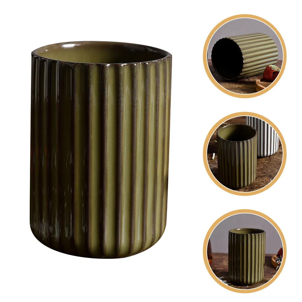 

Керамические кружки без ручки для воды, чая и кофе, оливково-зеленые, эстетичные