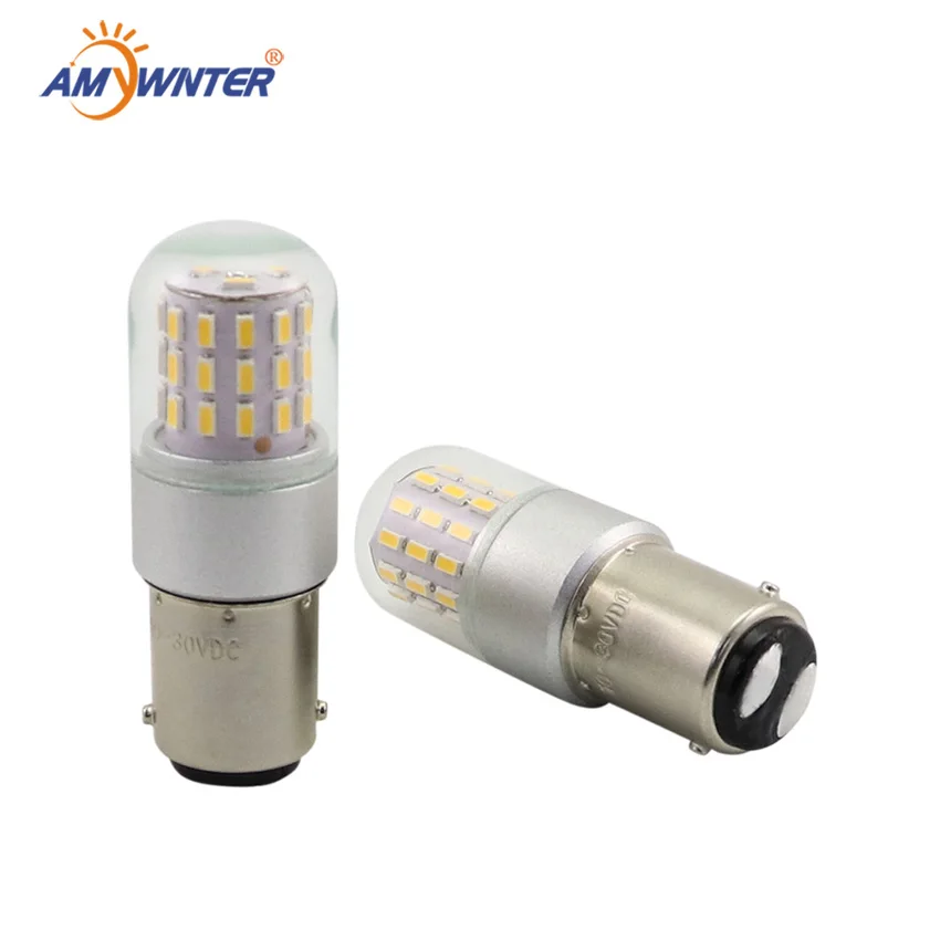 MIDCARS-bombilla LED BA15D T18, 3W, 12-24V, luz de navegación para barco, blanco, paquete de 2