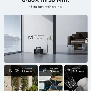 Bluetti EB3A Portable Energy Station, Solar Generator, Lifepo4 Battery for Outdoor Camp, Fishing, RV, Fishing, Camping, Drone, 600W, 268Wh, Plug Brasil, Ernegia Portable Generator, Brazil 6 Main Sales Sales of Solar Energy Portable - №6