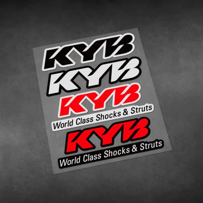 KYB Racing Shock Sticker Set Red Black Vinyl Decal Waterproof for Motorcycle Fairing Helmet Street Bike Performance Decor