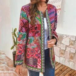 Cárdigan con estampado Floral exótico para mujer, suéter de lino y algodón, chaqueta holgada, prendas de vestir exteriores elegantes, 2022