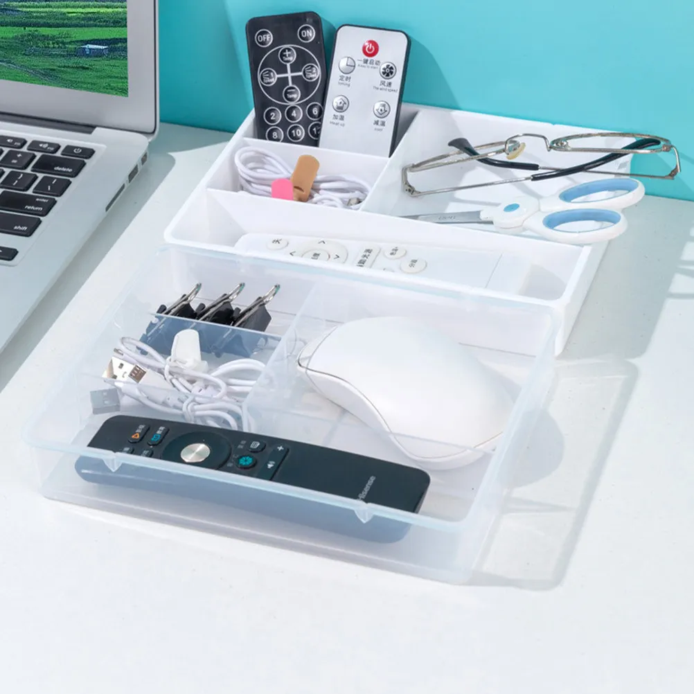 

Набор из 2 органайзеров для рабочего стола с 3 отделениями: коробка для хранения, подставка для ручек, контейнер для косметики для офиса и дома