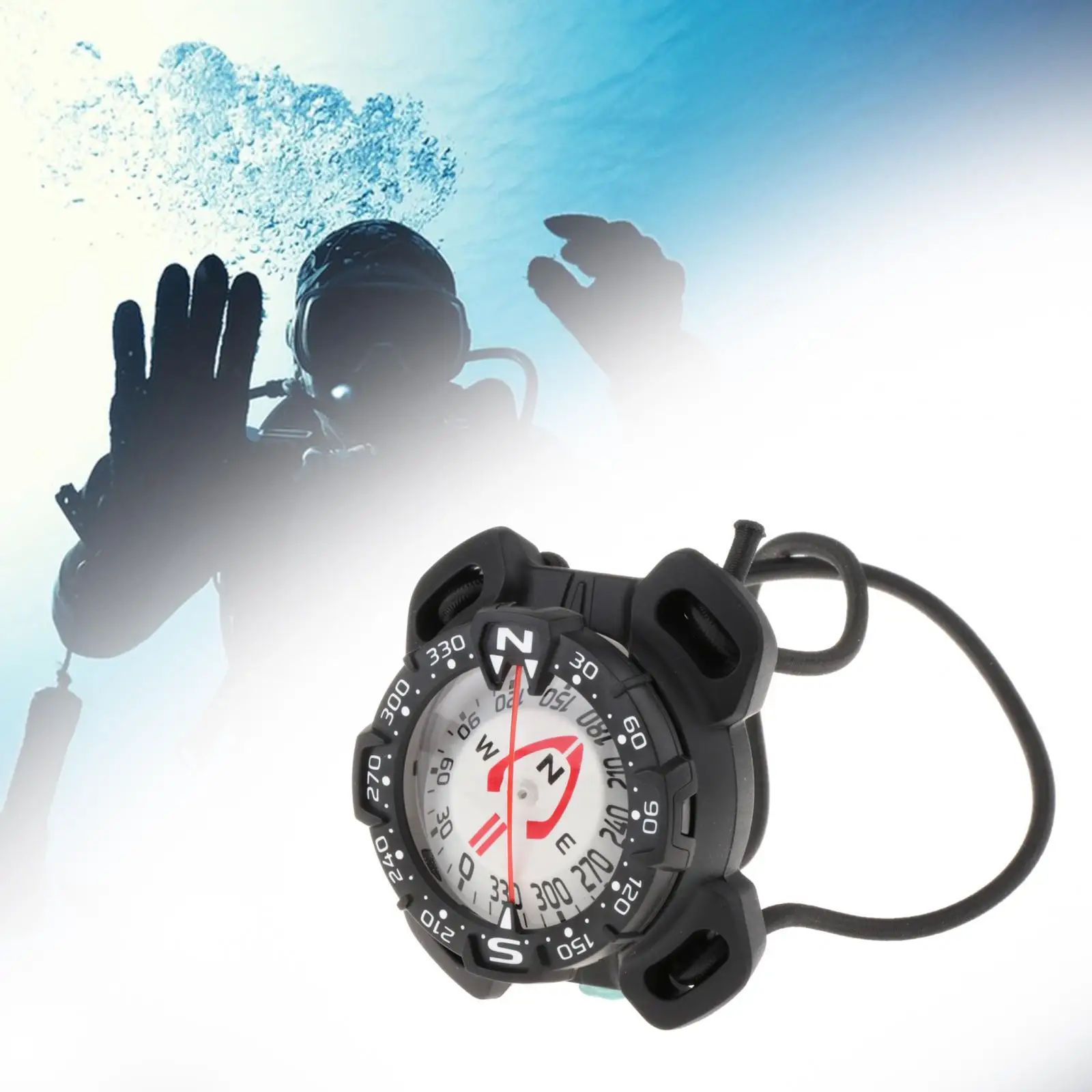 

Underwater Compass Navigation Tool with Elastic Rope Scuba Diving Compass for Sailing Water Sports Camping Boating Freediving