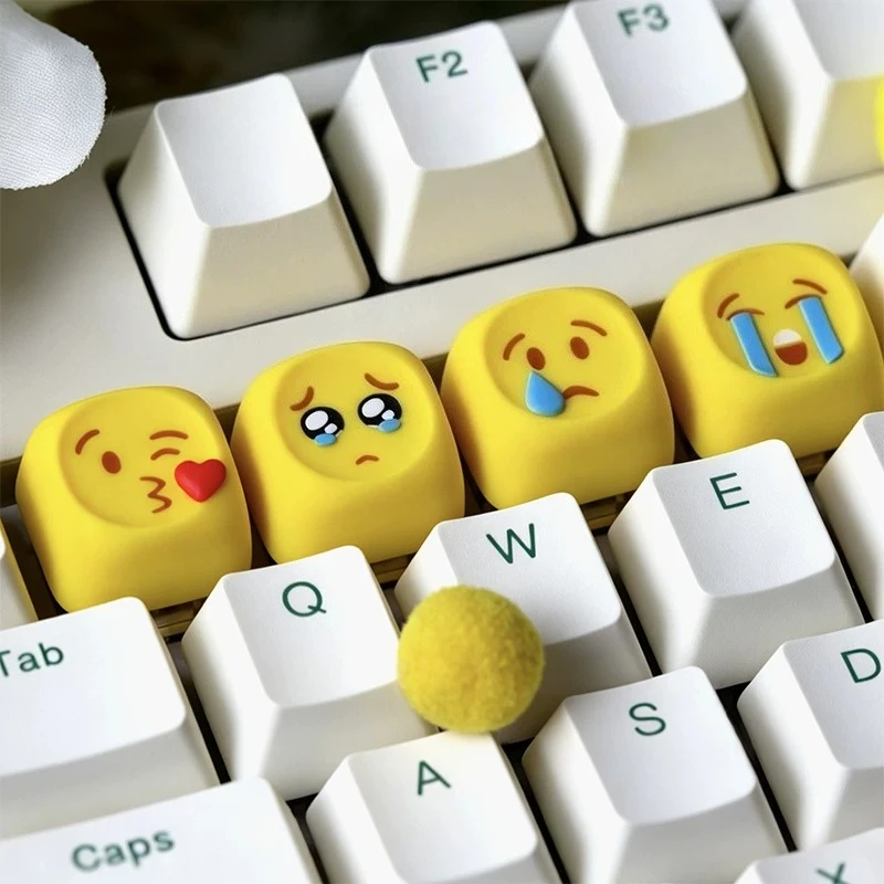 MAIMOOO Emoji Series Keycap 1PC Resin Material Custom Yellow Cute Keycaps for Mechanical Keyboard Personalized Supplement Key