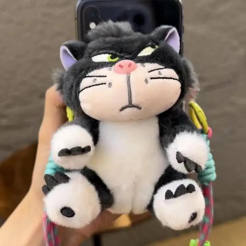 New Anime Cartoon Lucifer Cat Plush Doll Phone Back Clip Phone Case Crossbody Rope Portable Outdoor Anti Loss Safety Rope