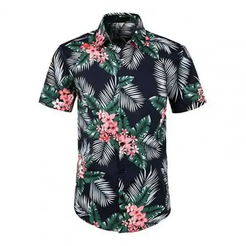 New US Korean Hot Aloha Hawaiian Shirt Multiple Options Tropical Lily Banana Palm Leaf Print Oversized Beach Vacation Unisex