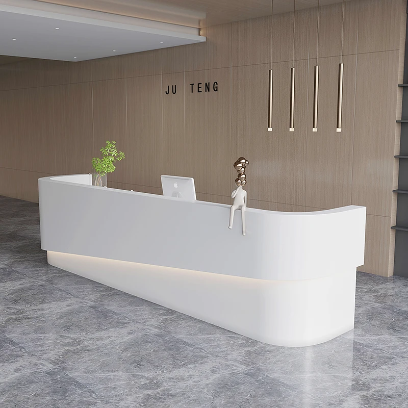 

Aesthetic Company Reception Desks Bar Shelves Modern Beauty Salon Desks Display Corner European Mostrador Commercial Furniture