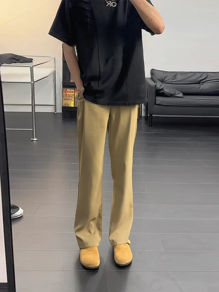 

Мужские летние тонкие брюки из ледяного шелка цвета хаки, прямые, повседневные, CleanFit, американский стиль, стройнящие, длинные