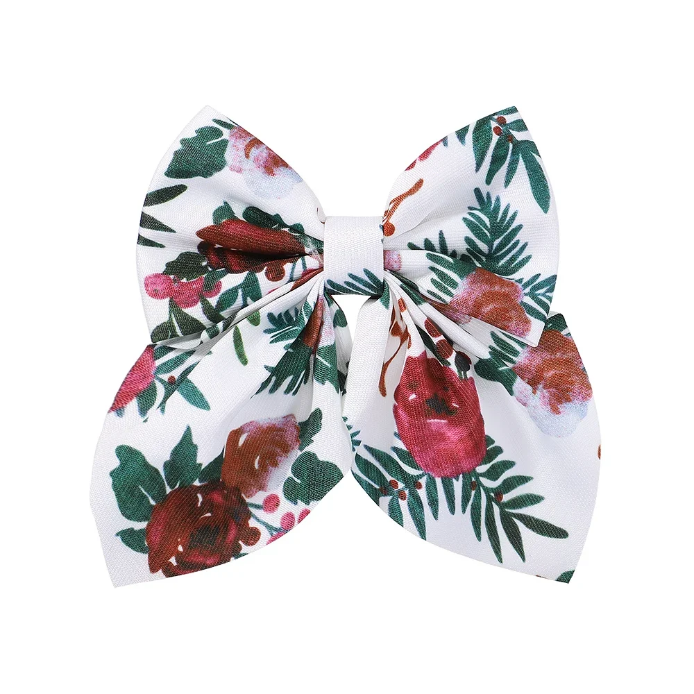 New Women Sweet Solid Bowknot Hair Clips Girls Print Bow Hairpins Ribbon Butterfly Barrettes Duckbill Clip Kids Hair Accessories