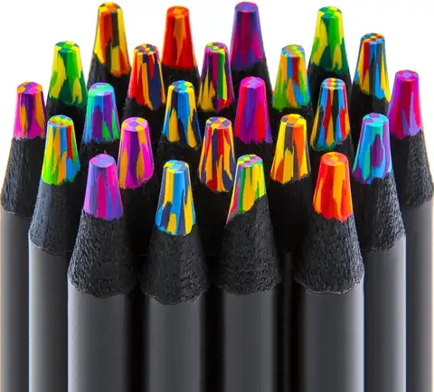 24 Rainbow Colored Pencils Set, Vibrant Multicolor Art Supplies for Drawing, Coloring & Gifts