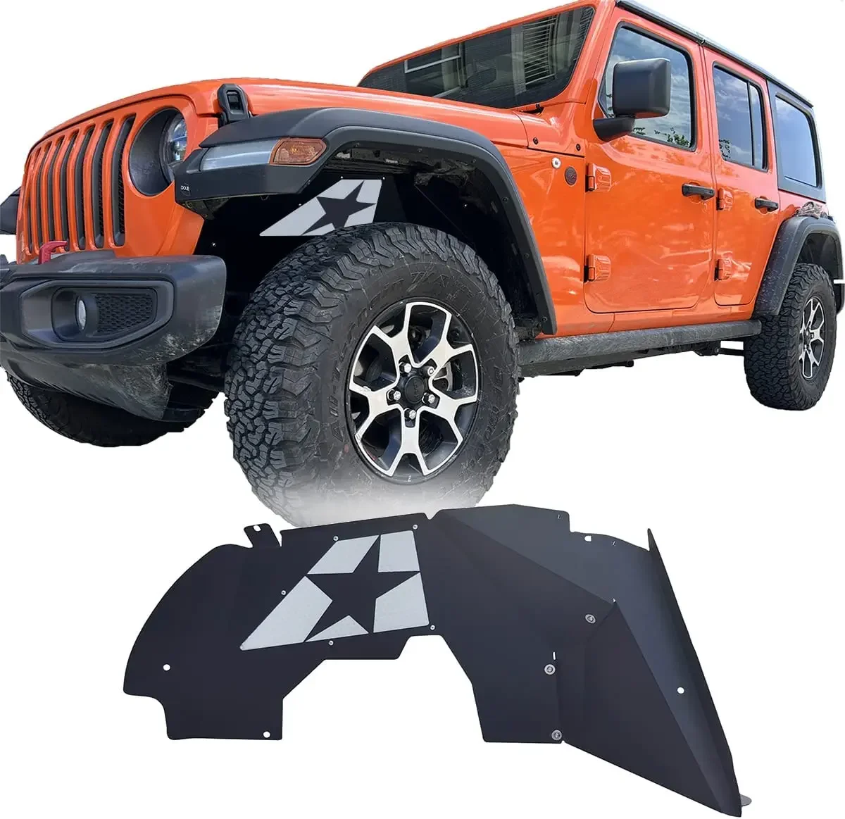 Steel Front Inner Fenders Liner with DIY Trim Plate for Jeep Wrangler JL 4 Doors 2019-2022 Wheel Well Liner