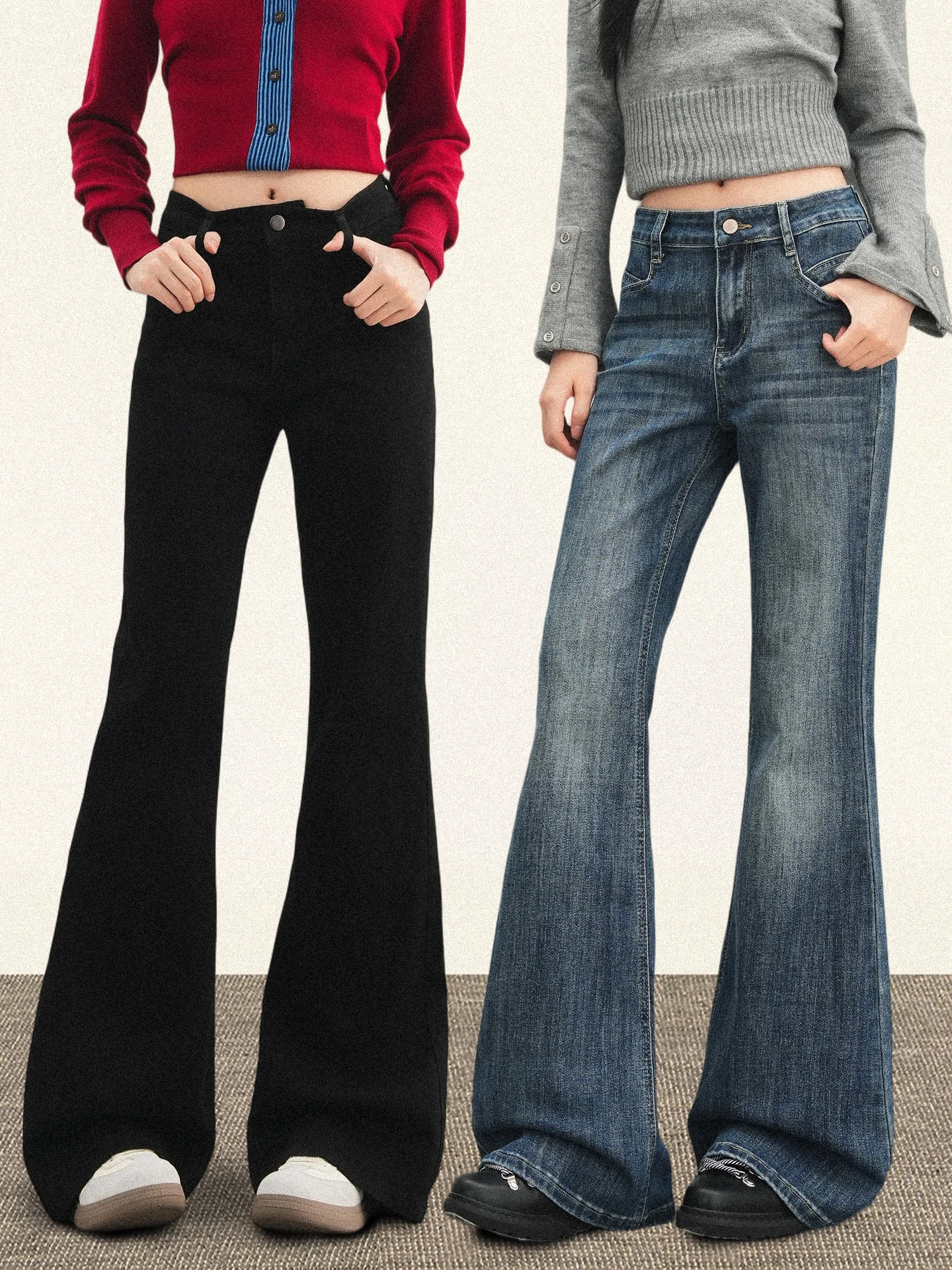 

Tryolo винтажные синие расклешенные джинсы женские на подкладке для похудения универсальные расклешенные брюки с копытами функция тепла и подогрева