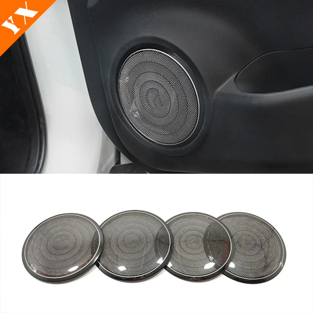 4pcs For Nissan X Trail T32 Rogue 2014-2020 Stainless steel Black Car Door Speaker Stereo Audio Sound Music Ring Frame panel