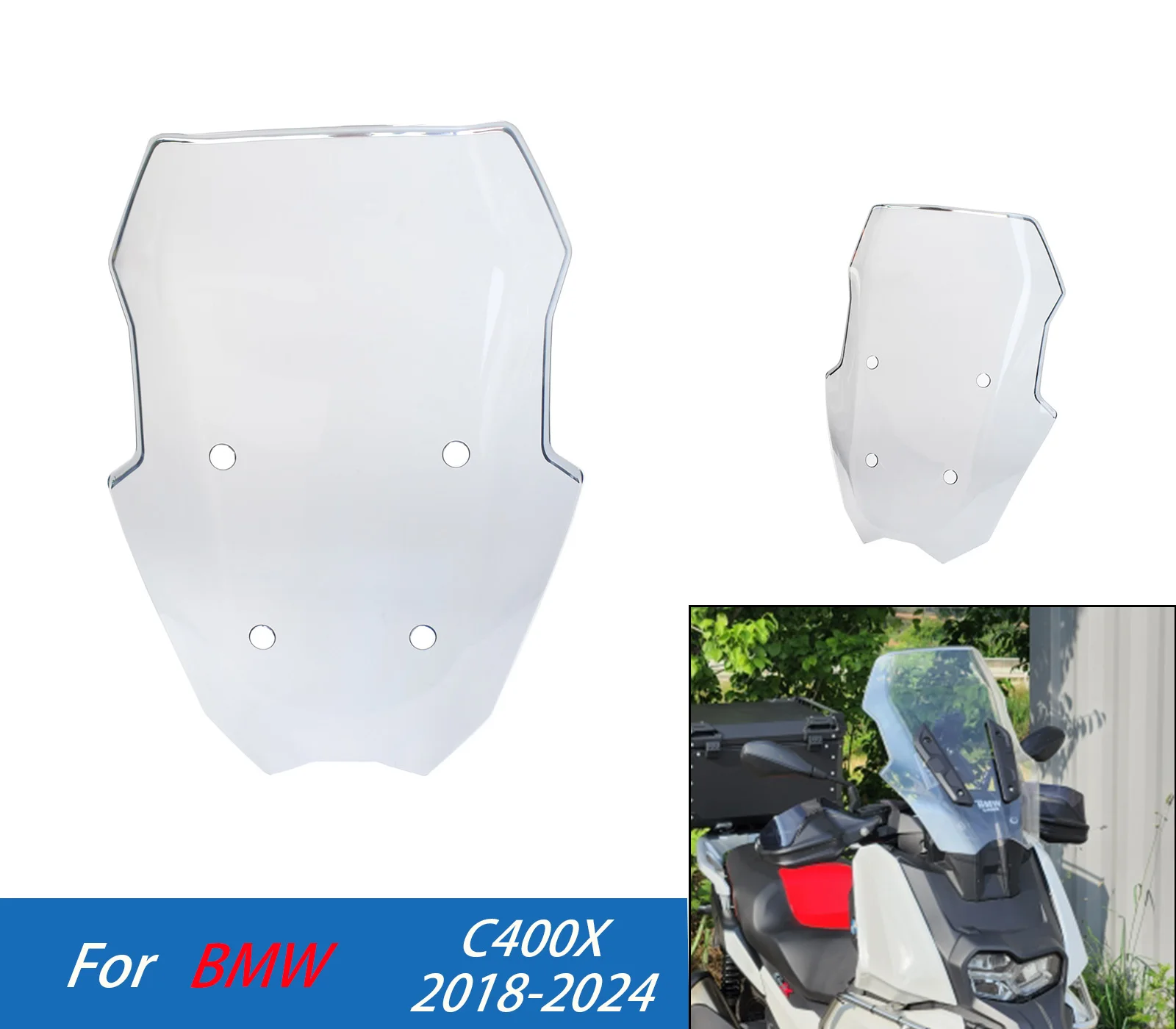 

For BMW C400X C400GT 2018-2024 Motorcycle Windscreen Windshield, Airflow Wind Deflector Replacement Front Screen