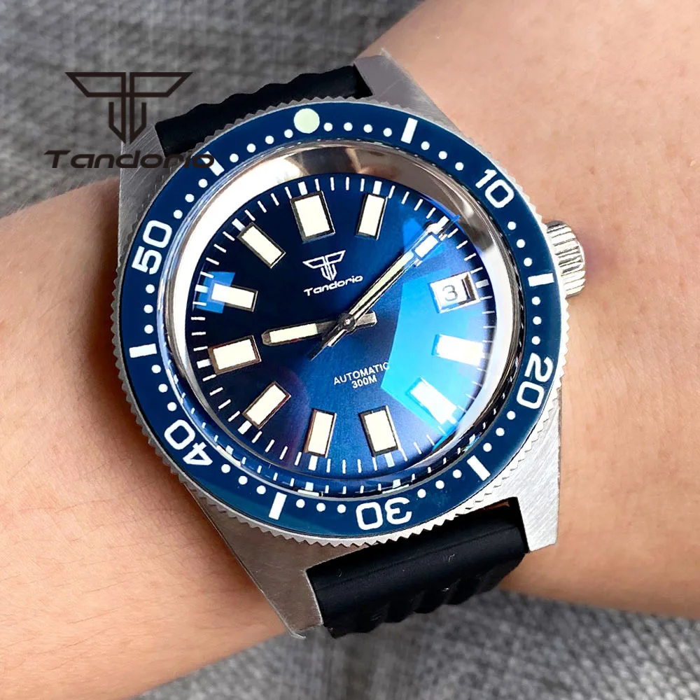 

Tandorio 62MAS PT5000 NH35A 41mm 300M Automatic Diving Men Watch Domed AR Sapphire Glass Rotating Bezel Auto Date Steel Bracelet