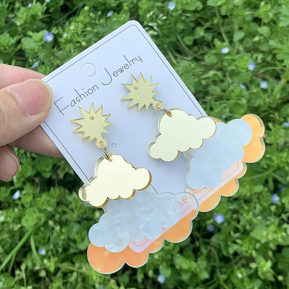 WELBACK Creative Clouds Earrings Unique Lightweight Cute Acrylic Cloud Stud Earrings for Women Girls Personalized Jewelry Gifts