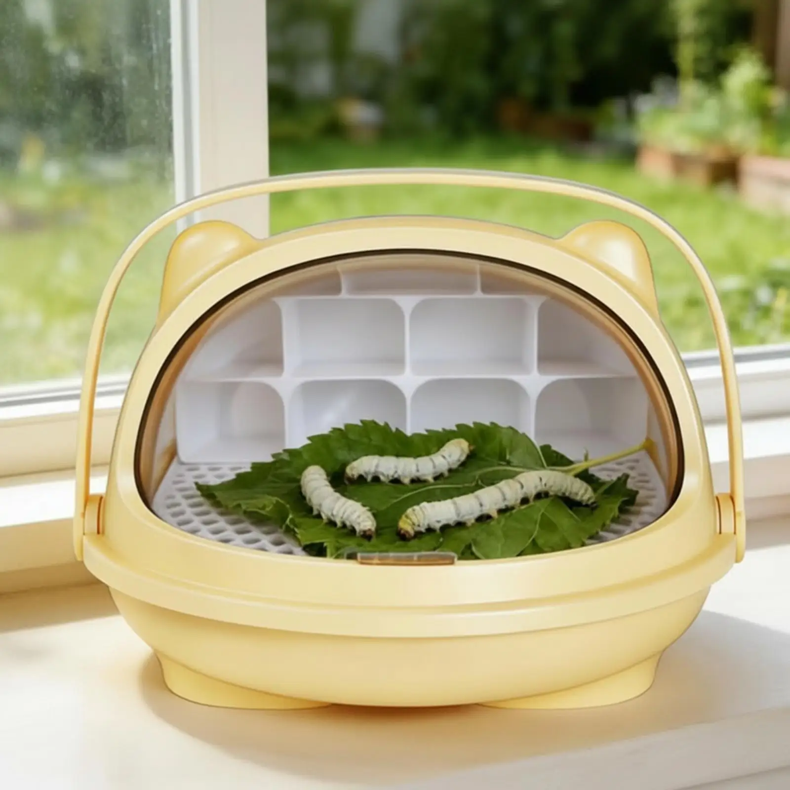 Educational Habitat PP Plastic Silkworm Box Enclosed Capsule Creature Breeding Case for Home Study