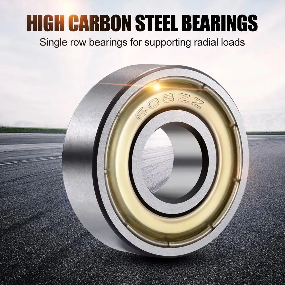 10-100pcs 608ZZ Carbon Steel Deep Groove Ball Bearings for Longboard Skates Roller Skates Frictionless Miniature 608ZZ Bearings