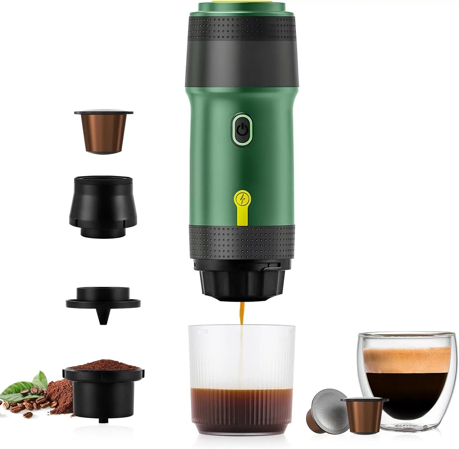 

3 In 1 Portable Coffee Maker for Travel, 20 Bar Portable Espresso Machine with USB,Travel Coffee Maker Self-Heating