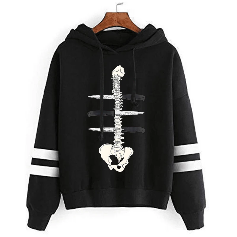 

Back Stabber Print Human Bones Knife Graphics Hoodies Women Fashion Hip Hop Hoody Casual Harajuku Autumn Long Sleeve Sweatshirts