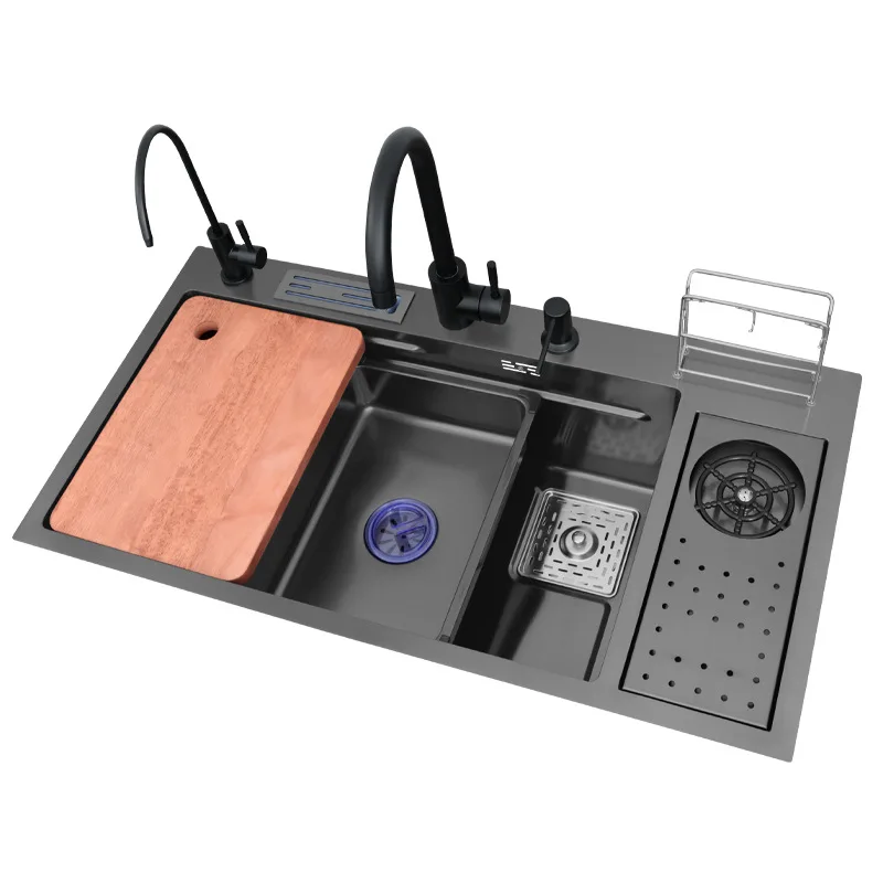 

Black multifunctional sink with cup washer