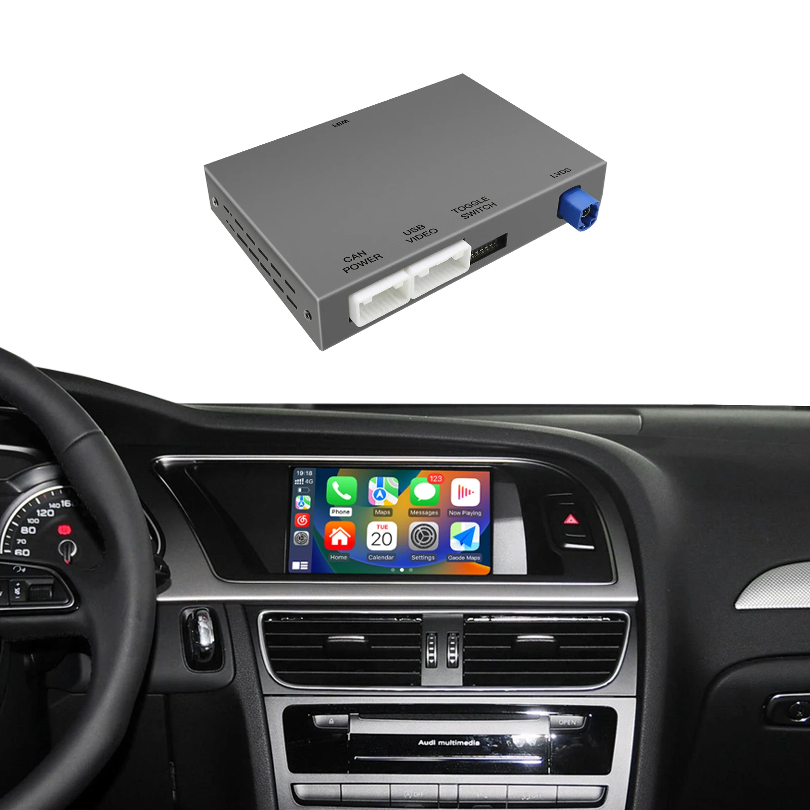 Draadloze CarPlay Android Auto Voor Audi A4 Q5 B8 A5 2010-2016 met MMI 3G met AirPlay Spiegel inkt Bluetooth GPS Navigatie - afbeelding 2