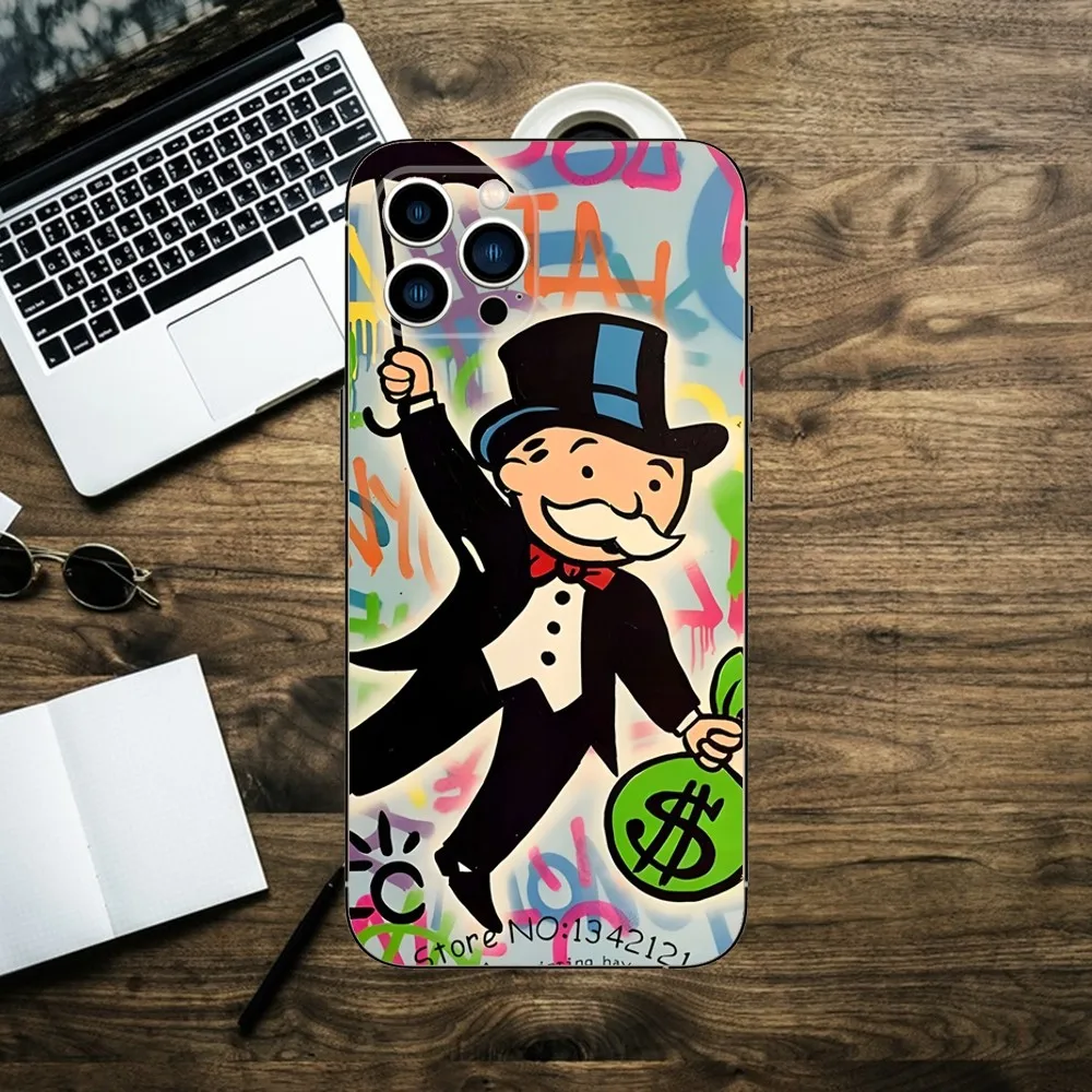 Dollar Alec Monopoly Man  Phone Case For iPhone 15,14,13,12,11,XS,XR,X,8,7,Pro,Max,Plus,mini Silicone Black Cover