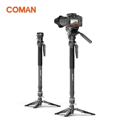 COMAN M1 PRO V5 One Click Lifting Carbon Fiber Monopod 69‘’ Camera Monopod with Feet Lightweight Travel Tripod with Quick Release Plate for Camera DSLR Camcorder Max Load 22lbs/10kg