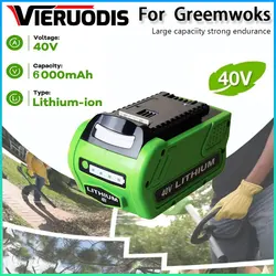 40V  Li-ion Rechargeable Battery 40V 6000mAh For GreenWorks 29462 29472 29282 G-MAX GMAX Lawn Mower Power Tools Battery