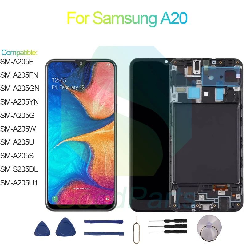 Сменный сенсорный ЖК-экран для Samsung A20 2408*1080 SM-A205F/FN/GN/YN/G/W/U/S/DL/U1 A20