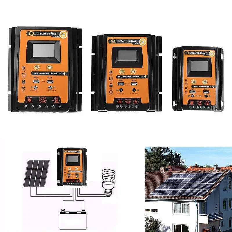 Contrôleur de charge solaire avec écran LCD, batterie pour touristes, équipement USB, 12V, 24V, 30A, 50A, MPPT, Sotchi