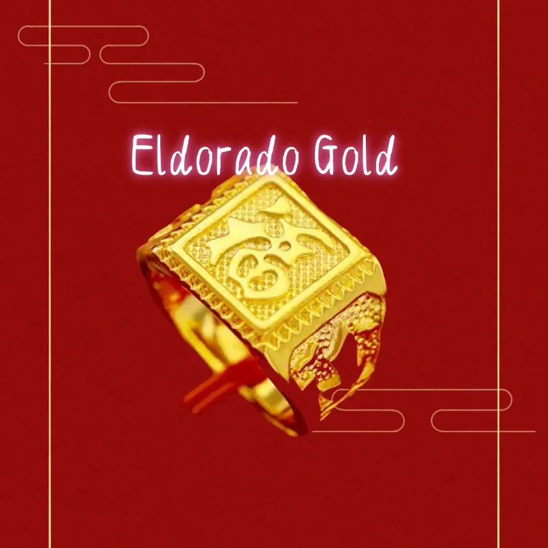 

Gold shop with 999 24k real gold ring men's fortune adjustable 24 K 5D real gold ring smooth sailing domineering male ring VaV