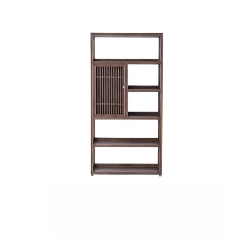

New Chinese Bogu shelf, black walnut Zen bookshelf, bookcase, floor-to-ceiling simple tea shelf