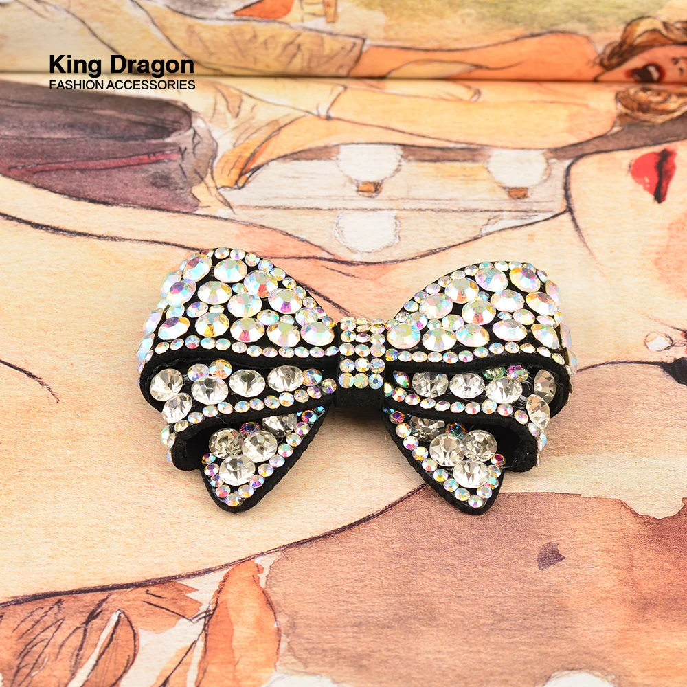 New Arrival 1PC Rhinestone Bow Knot Beaded Patch Cartoon Patches For Hats Bag Shoe Badges Applique For Clothes