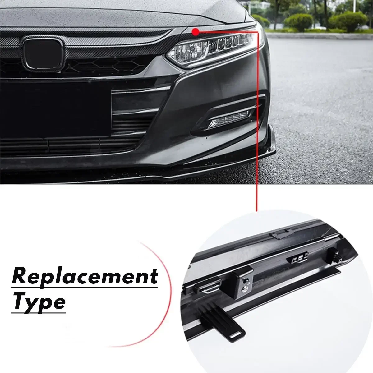 Car Front Bumper Lip For 2018-2020 Honda Accord 4 door Sedan All Models the front bumper air Racing Grills